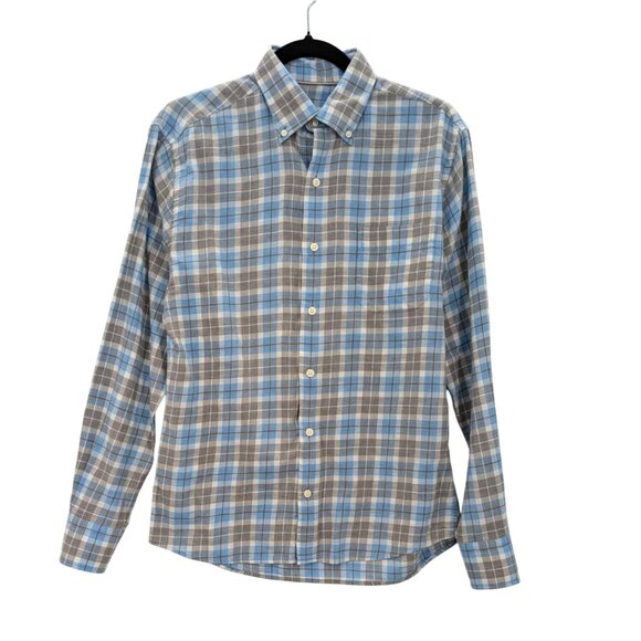 Peter Miller Button Down Shirt Men Size S Check Plaid Office Casual Effortless - Picture 1 of 10